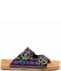 Minnetonka Georgine Shadow Geo Buckled Platform Slide Sandals