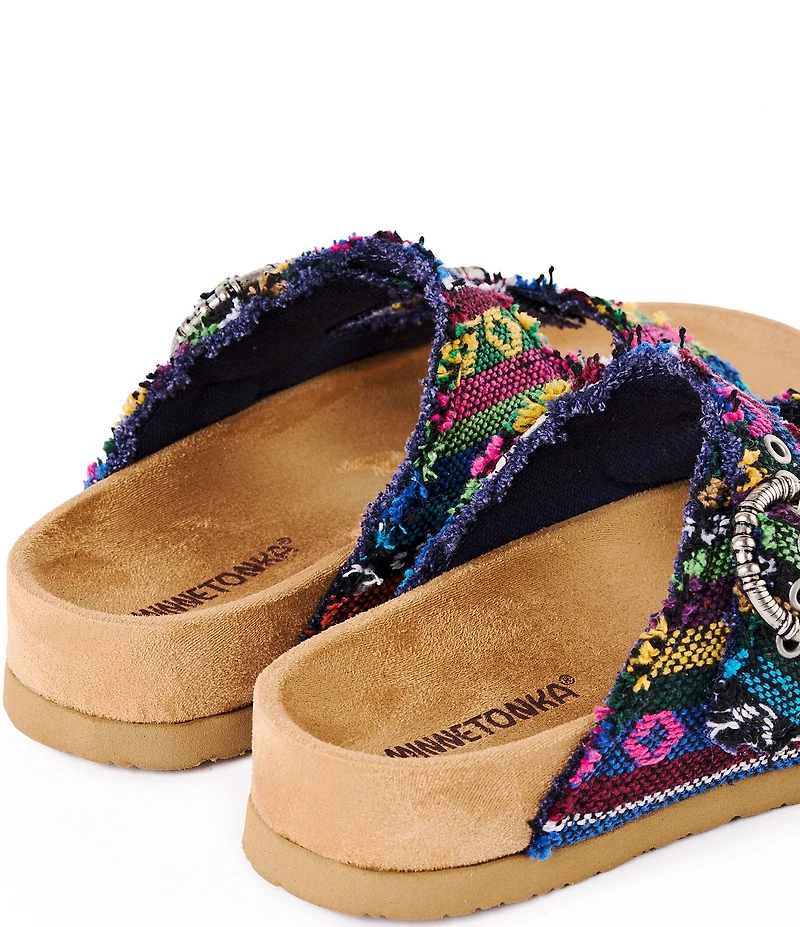 Minnetonka Georgine Shadow Geo Buckled Platform Slide Sandals