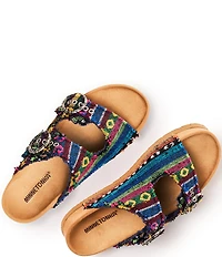 Minnetonka Georgine Shadow Geo Buckled Platform Slide Sandals