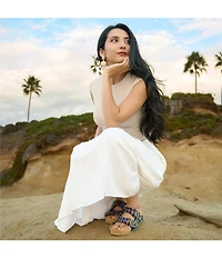 Minnetonka Georgine Shadow Geo Buckled Platform Slide Sandals