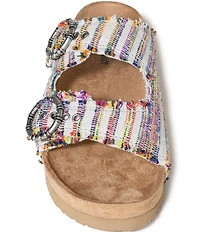 Minnetonka Georgine Striped Buckled Platform Slide Sandals