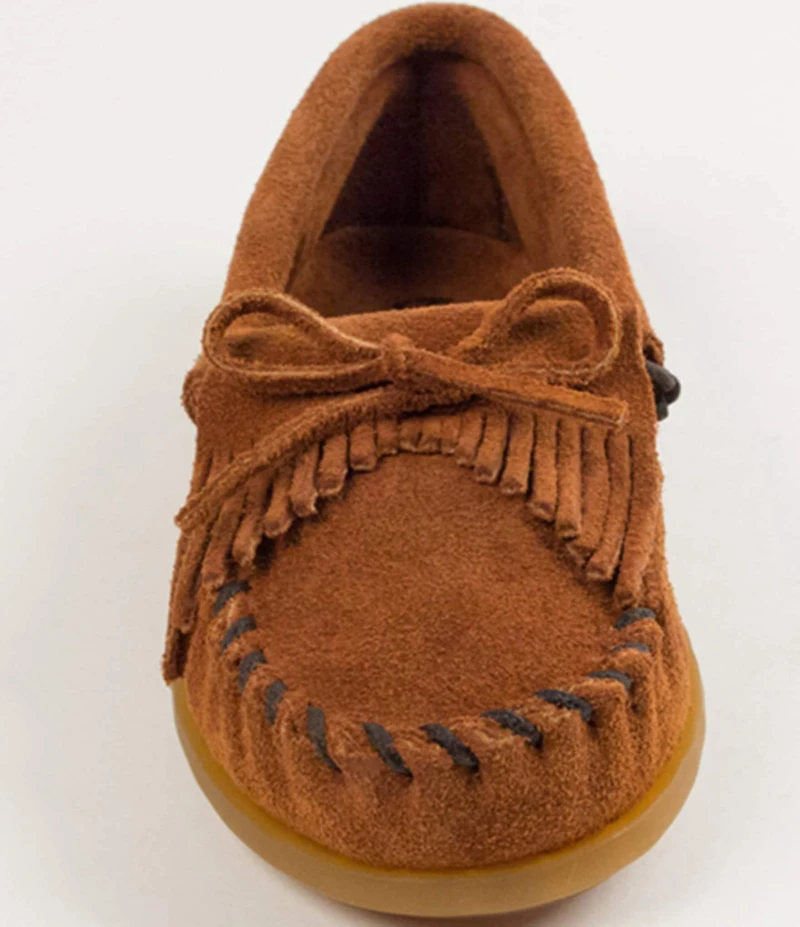 Minnetonka Kids' Kilty Suede Whipstitch Moccasins (Infant)