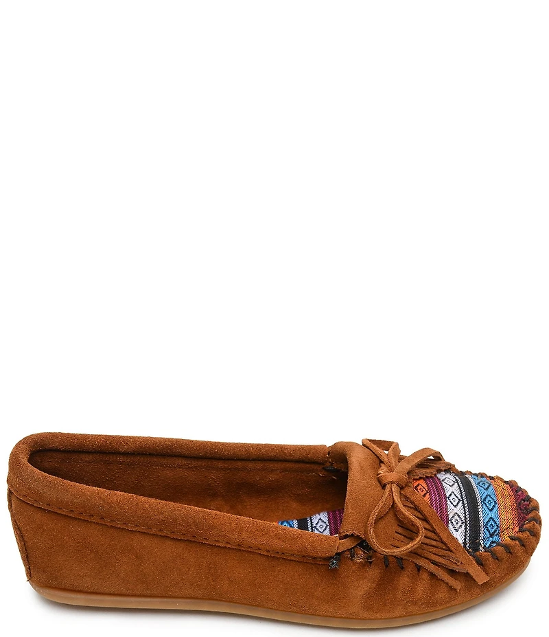 Minnetonka Kilty Arizona Suede Kiltie Bow Detail Moccasins