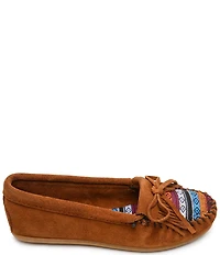 Minnetonka Kilty Arizona Suede Kiltie Bow Detail Moccasins