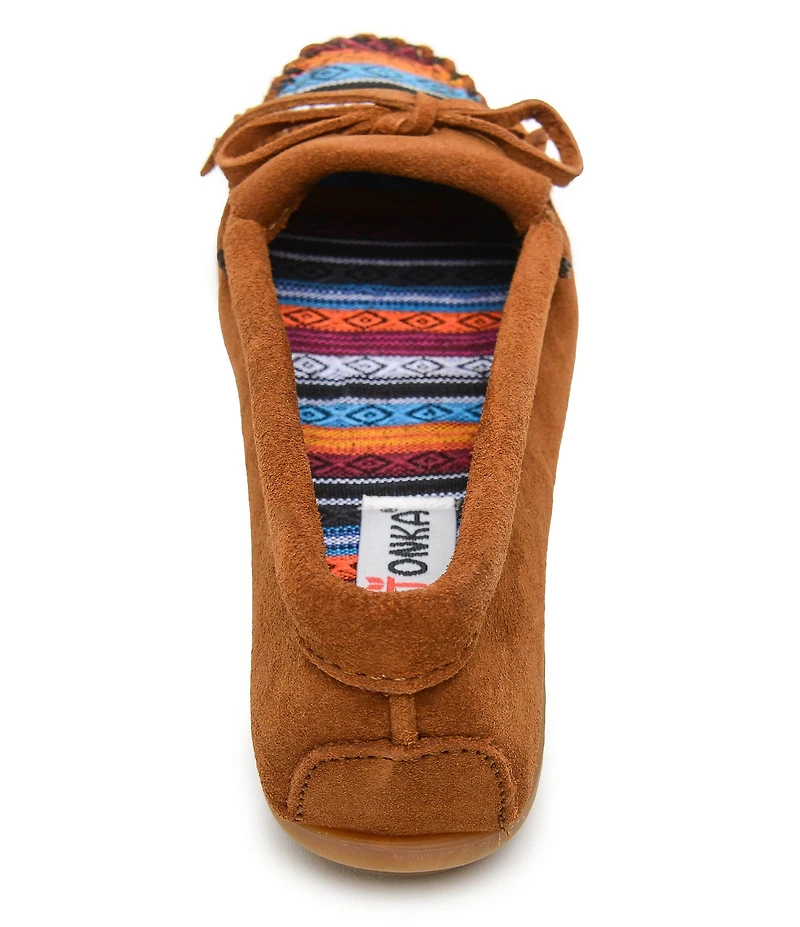 Minnetonka Kilty Arizona Suede Kiltie Bow Detail Moccasins