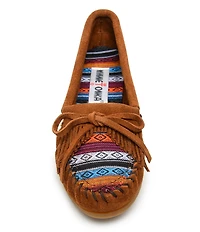 Minnetonka Kilty Arizona Suede Kiltie Bow Detail Moccasins
