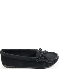 Minnetonka Kilty Suede Kiltie Bow Detail Moccasins