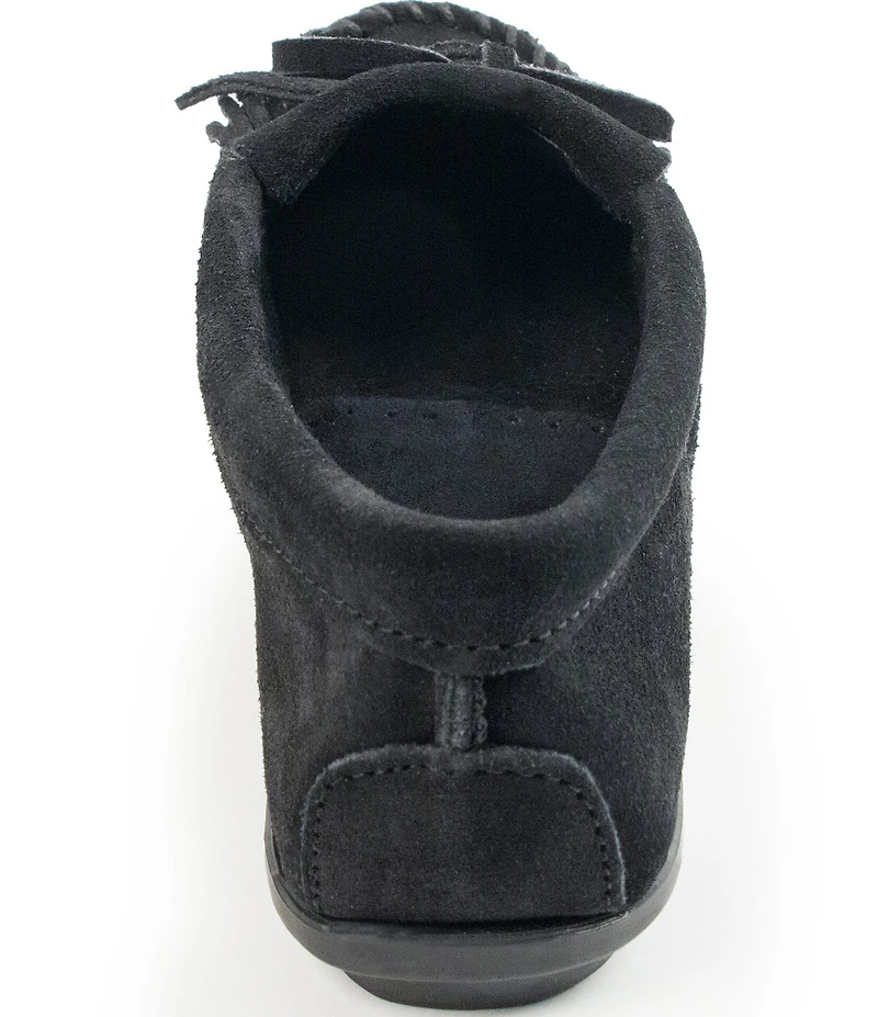 Minnetonka Kilty Suede Kiltie Bow Detail Moccasins