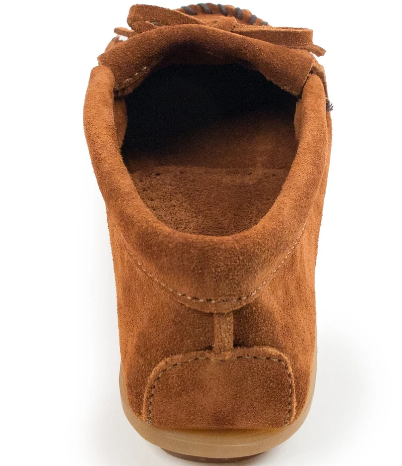 Minnetonka Kilty Suede Kiltie Bow Detail Moccasins