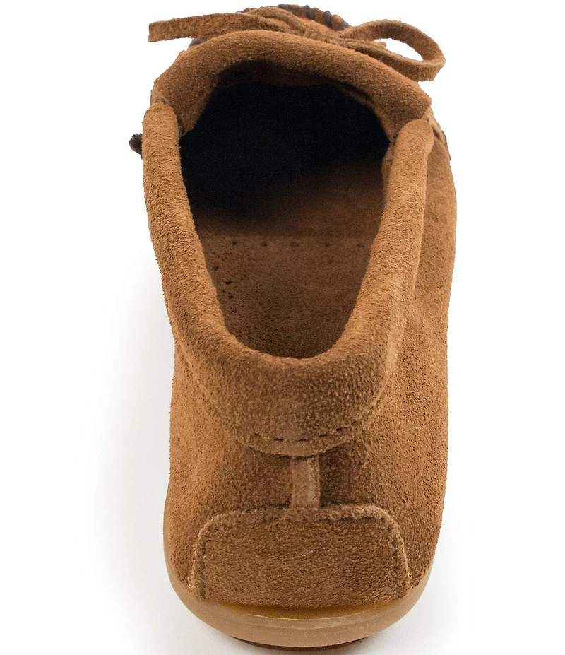 Minnetonka Kilty Suede Kiltie Bow Detail Moccasins