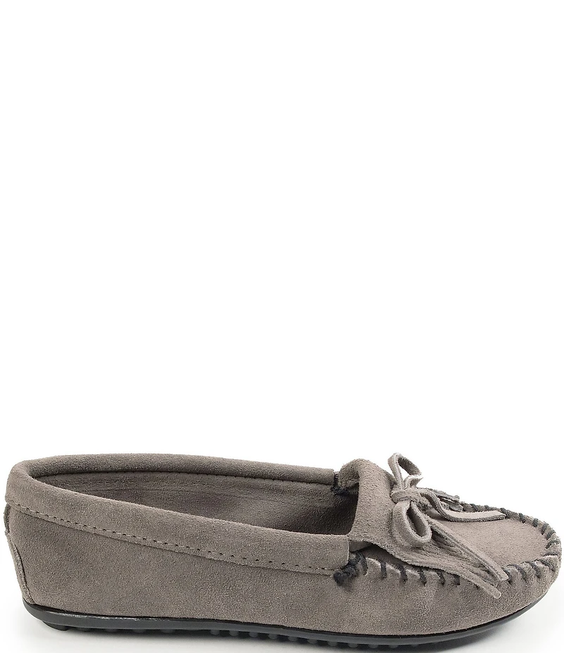 Minnetonka Kilty Suede Kiltie Bow Detail Moccasins