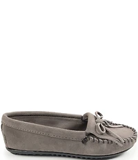 Minnetonka Kilty Suede Kiltie Bow Detail Moccasins