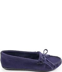 Minnetonka Kilty Suede Kiltie Bow Detail Moccasins