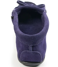Minnetonka Kilty Suede Kiltie Bow Detail Moccasins