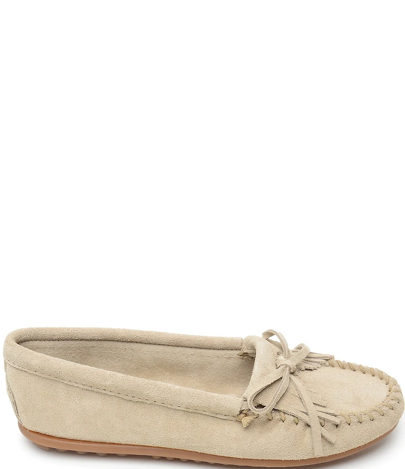 Minnetonka Kilty Suede Kiltie Bow Detail Moccasins