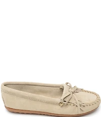 Minnetonka Kilty Suede Kiltie Bow Detail Moccasins