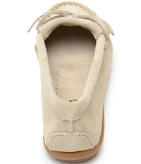 Minnetonka Kilty Suede Kiltie Bow Detail Moccasins