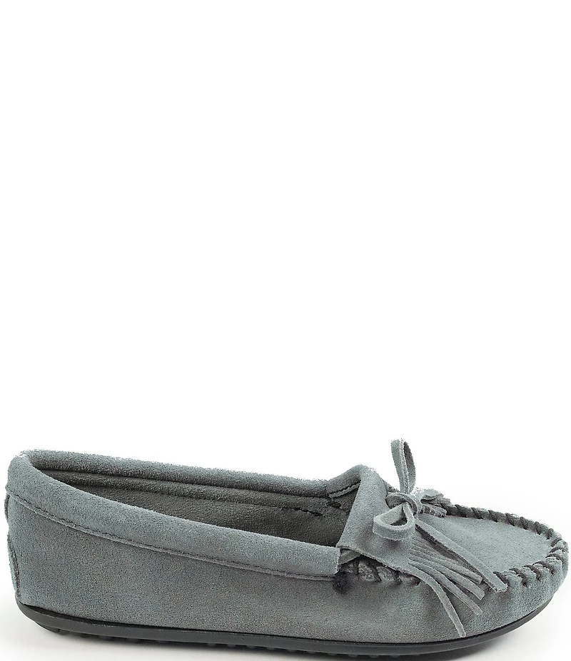 Minnetonka Kilty Suede Kiltie Bow Detail Moccasins