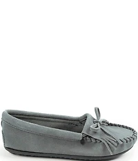 Minnetonka Kilty Suede Kiltie Bow Detail Moccasins