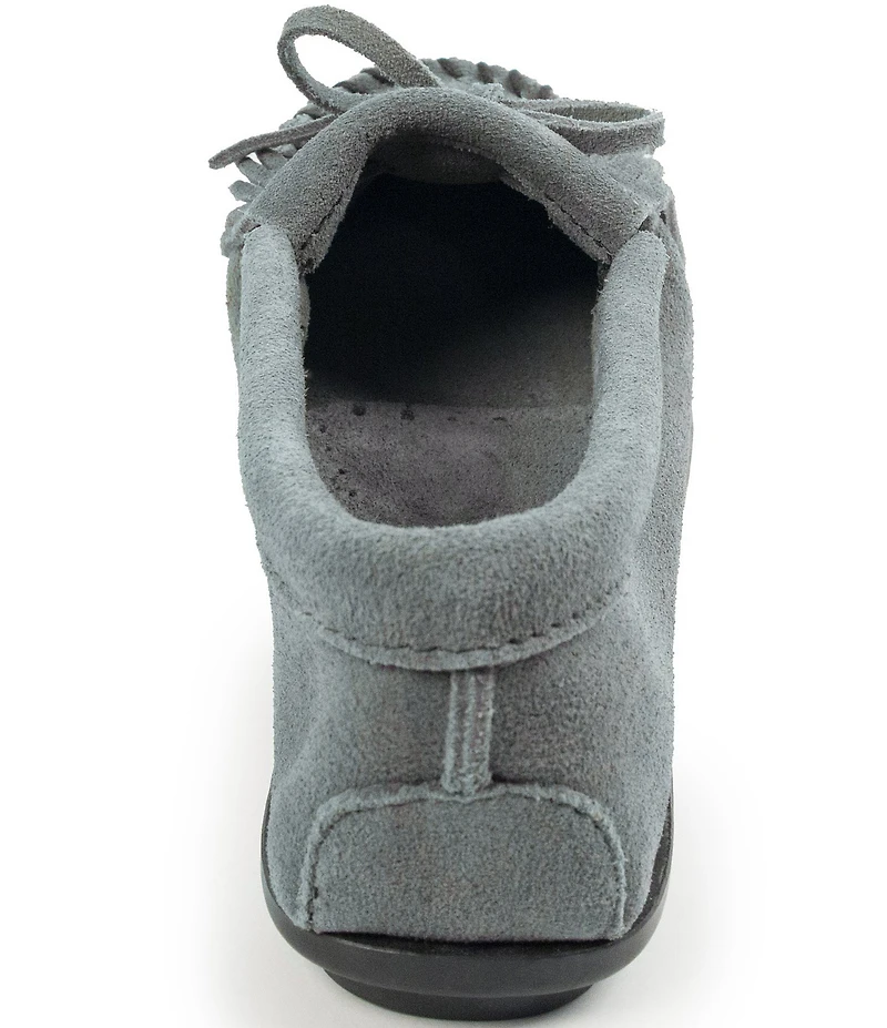 Minnetonka Kilty Suede Kiltie Bow Detail Moccasins