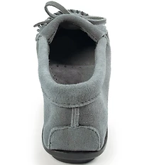 Minnetonka Kilty Suede Kiltie Bow Detail Moccasins