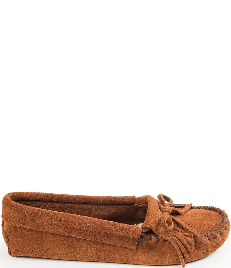 Minnetonka Kilty Softsole Suede Bow Detail Moccasins