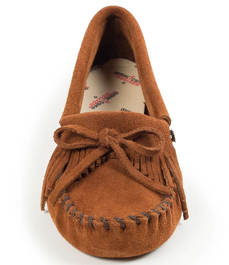 Minnetonka Kilty Softsole Suede Bow Detail Moccasins