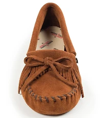 Minnetonka Kilty Softsole Suede Bow Detail Moccasins