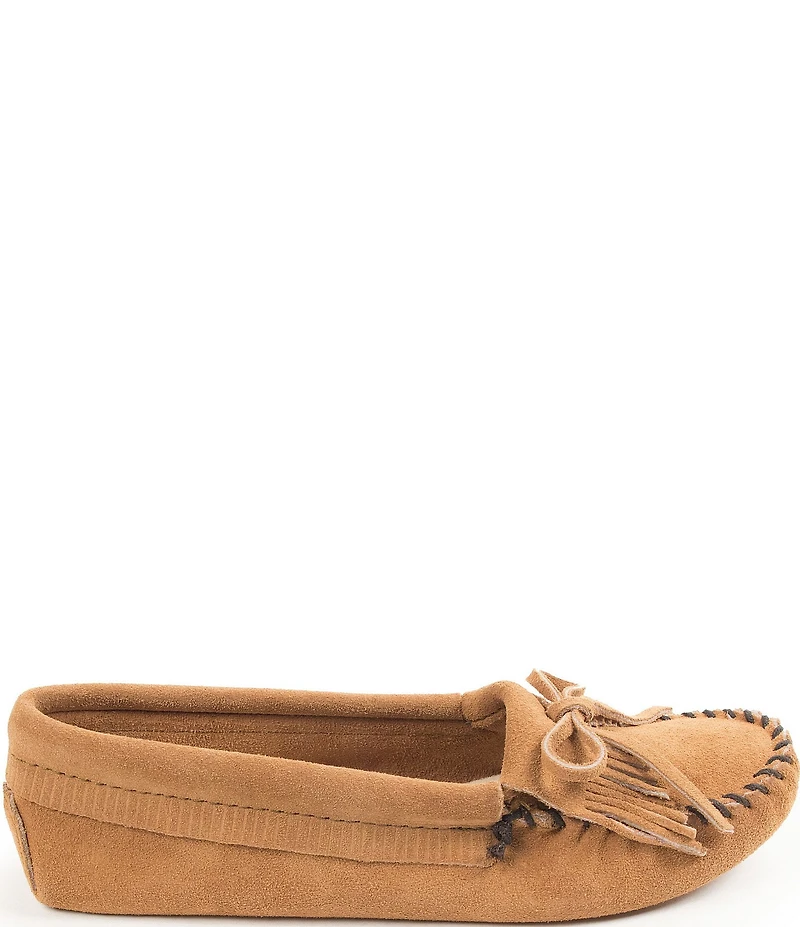 Minnetonka Kilty Softsole Suede Bow Detail Moccasins