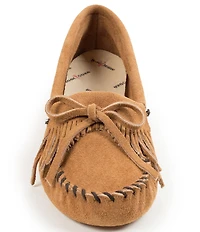 Minnetonka Kilty Softsole Suede Bow Detail Moccasins