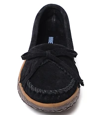 Minnetonka Kilty Tread Suede Bow Detail Moccasins