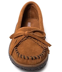 Minnetonka Kilty Tread Suede Bow Detail Moccasins