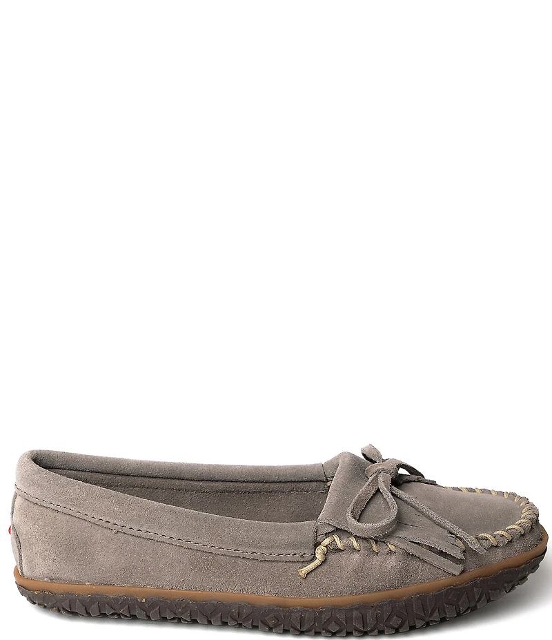 Minnetonka Kilty Tread Suede Bow Detail Moccasins
