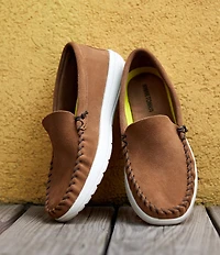 Minnetonka Men's Discover Classic Suede Slip On Loafers