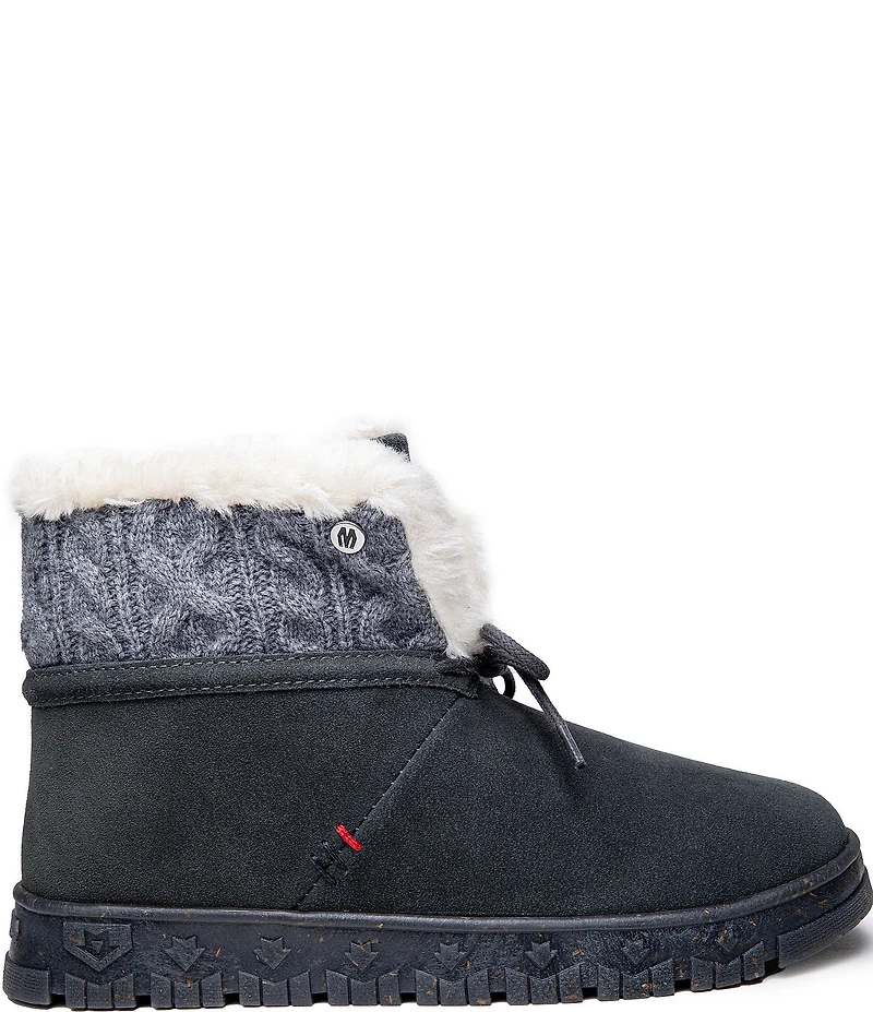 Minnetonka Norean Suede Sweater Knit Slipper Booties