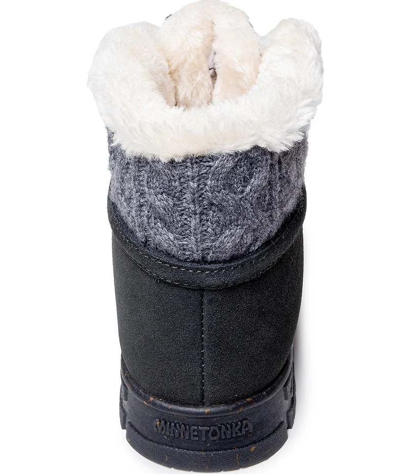 Minnetonka Norean Suede Sweater Knit Slipper Booties