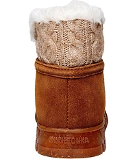 Minnetonka Norean Suede Sweater Knit Slipper Booties