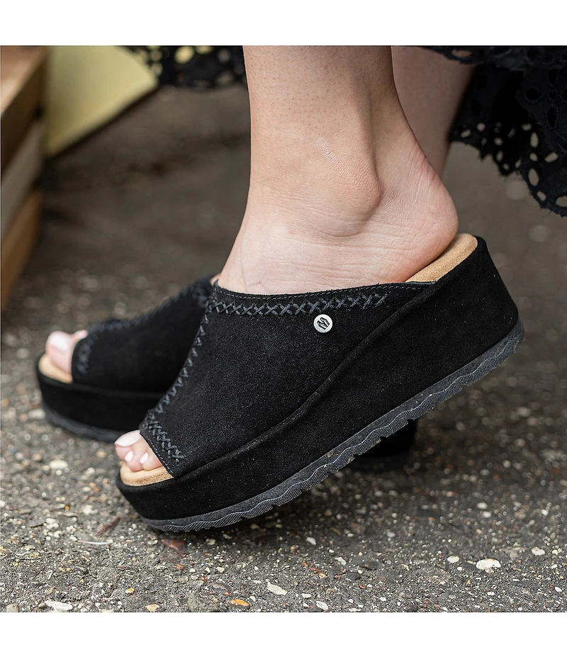 Minnetonka Paislee Suede Platform Slides