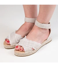 Minnetonka Pemma Herringbone Ankle Strap Espadrille Sandals