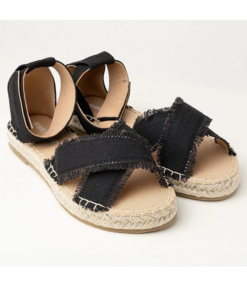 Minnetonka Pemma Linen Ankle Strap Espadrille Sandals