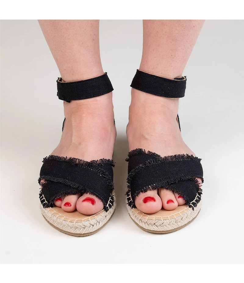 Minnetonka Pemma Linen Ankle Strap Espadrille Sandals