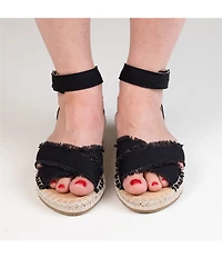 Minnetonka Pemma Linen Ankle Strap Espadrille Sandals