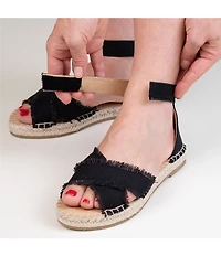 Minnetonka Pemma Linen Ankle Strap Espadrille Sandals