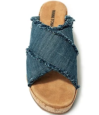 Minnetonka Posey Denim Platform Slides