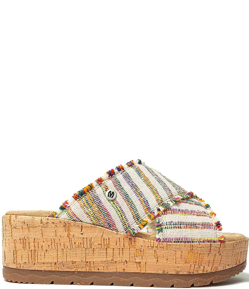 Minnetonka Posey Multi Striped Platform Slides
