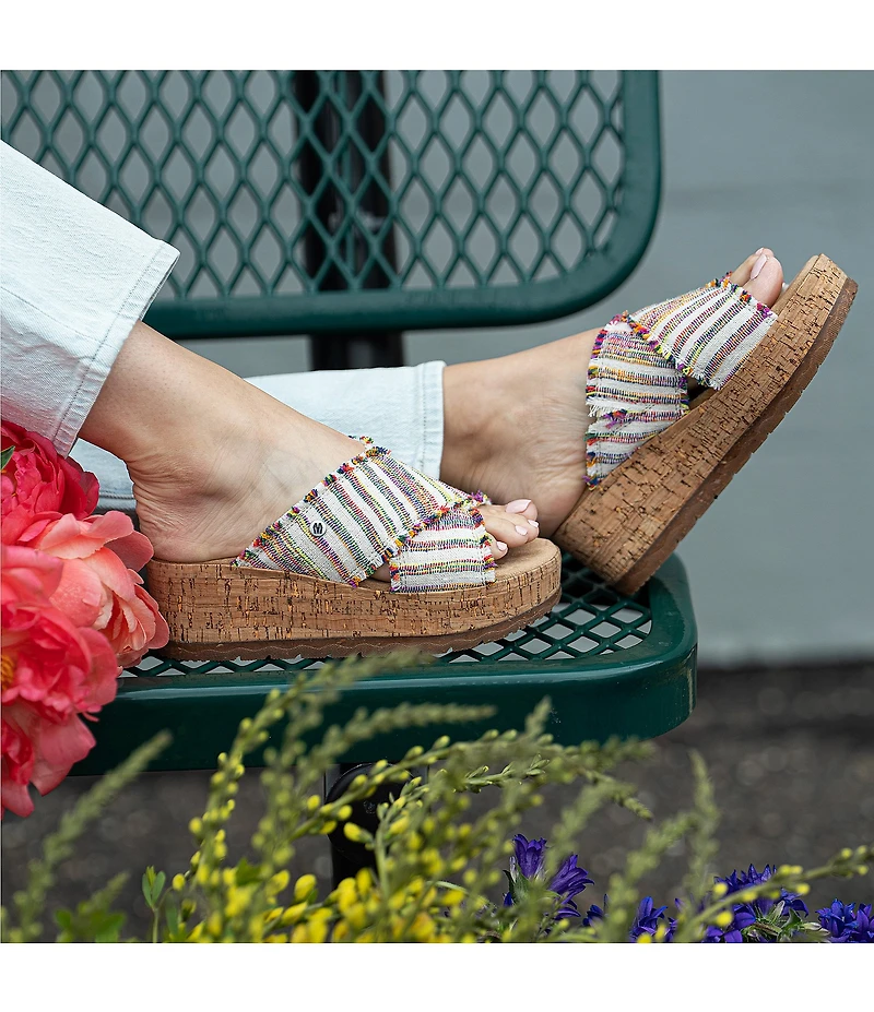 Minnetonka Posey Multi Striped Platform Slides