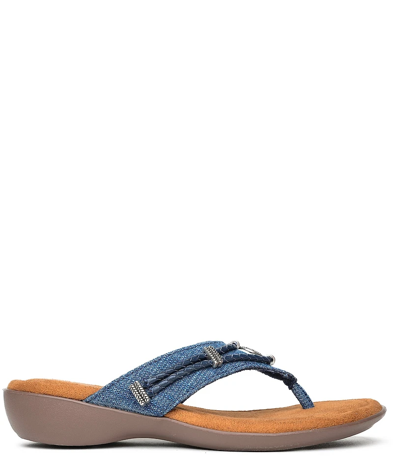 Minnetonka Silverthorne 360 Denim Ornamented Thong Sandals