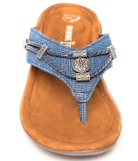 Minnetonka Silverthorne 360 Denim Ornamented Thong Sandals