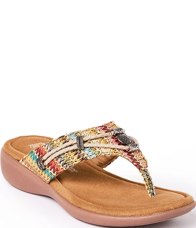 Minnetonka Silverthorne 360 Multi Print Raffia Thong Sandals