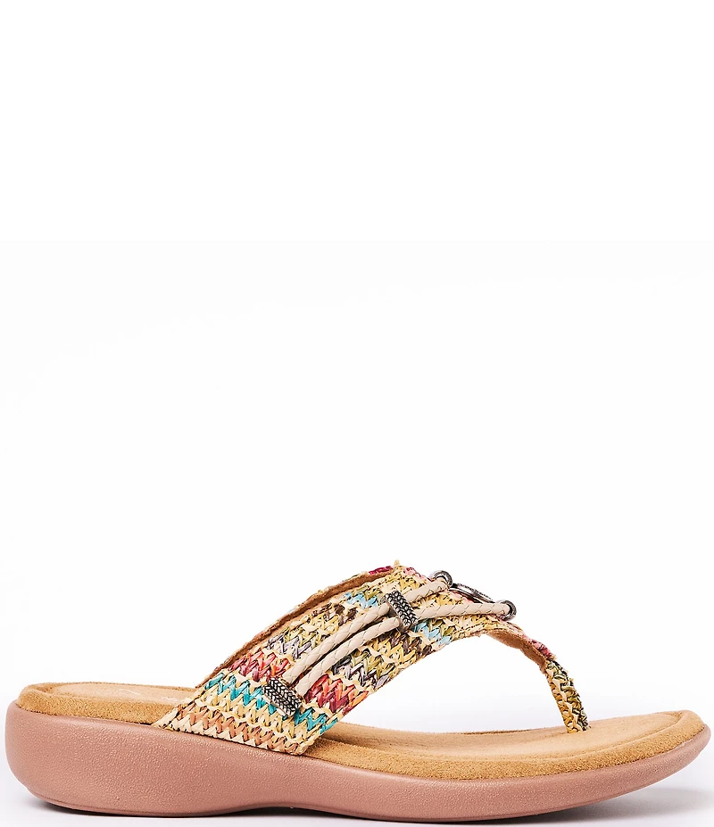 Minnetonka Silverthorne 360 Multi Print Raffia Thong Sandals